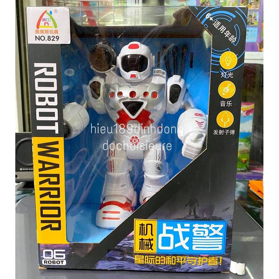 Robot cảnh sát chạy pin phóng que dính có nhạc có đèn ( tặng kèm pin)