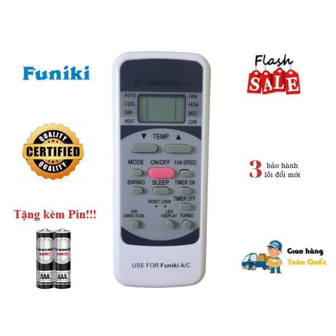 Điều khiển thay thế tương thích cho điều hòa Funiki 1 Hàng tốt các dòng SC SH HSC 09 12 18 24 Tặng kèm Pin