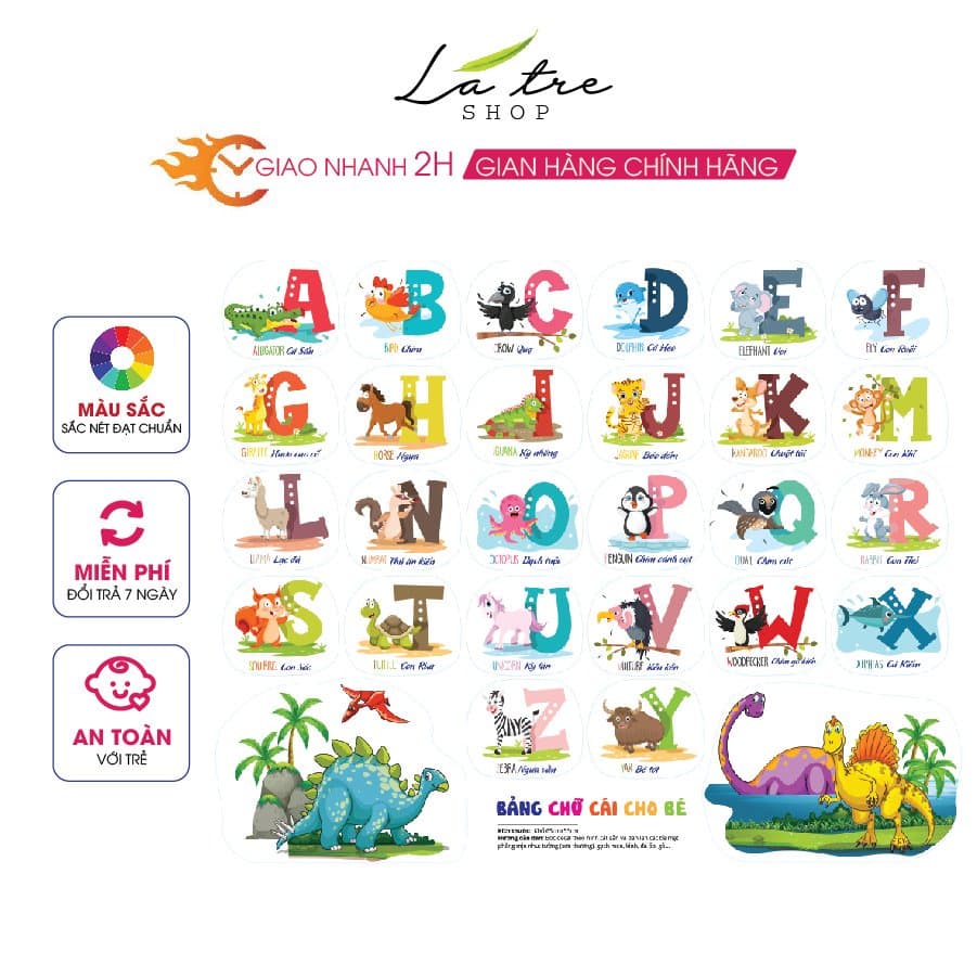 Decal dán tường bảng chữ cái Bảng số cho bé 3031