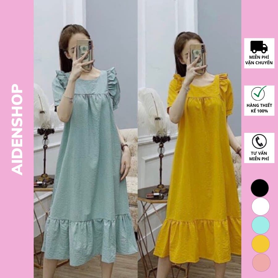 Váy bầu thiết kế suông Aidenshop đầm bầu công sở 2021 chất mát mùa hè giá rẻ(kèm ảnh thật)