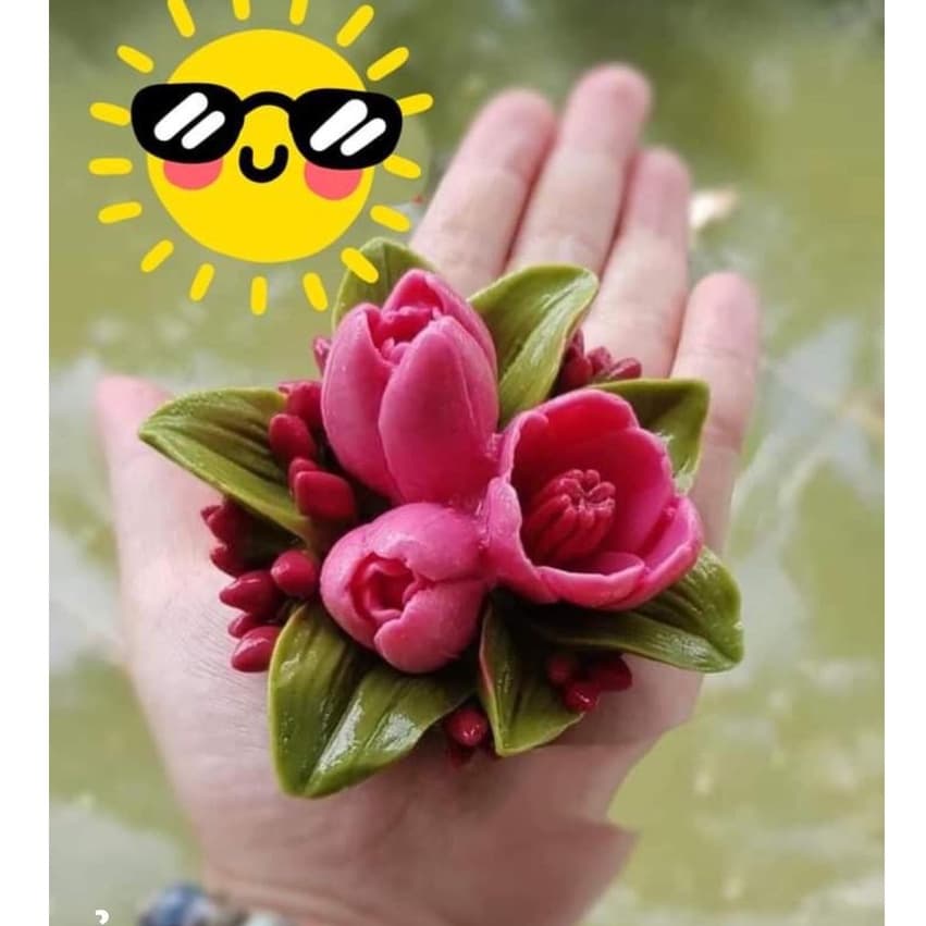 khuôn silicon chùm 3 hoa tuy líp TO làm bánh thạch rau câu làm socola hoa nến xà phòng hoa tulip