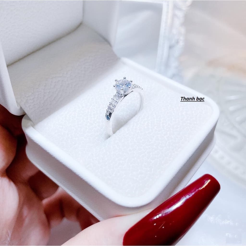 Nhẫn nữ đá chủ loại nhỏ xinh bạc ta đủ size