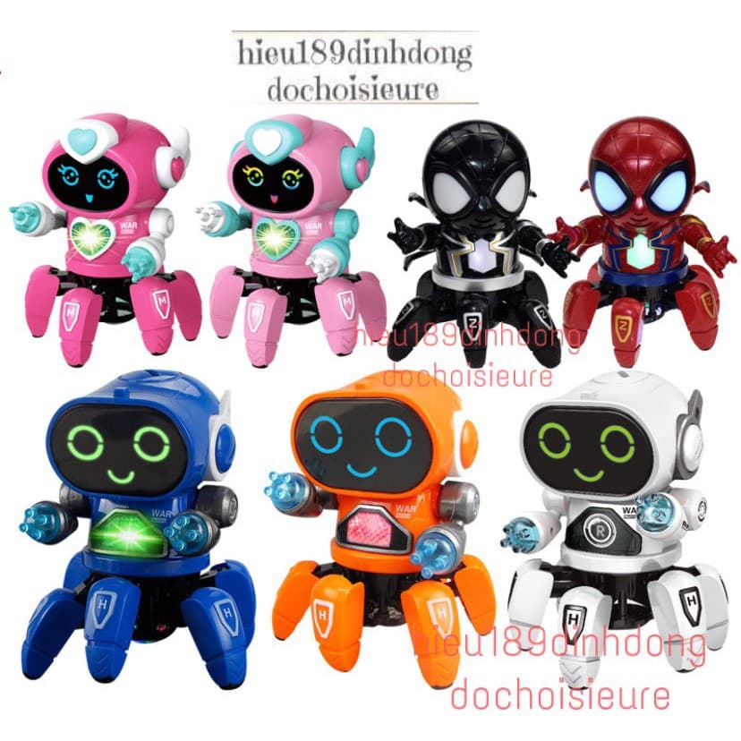 Robot 6 chân chạy pin có nhạc có đèn vui nhộn mẫu mới