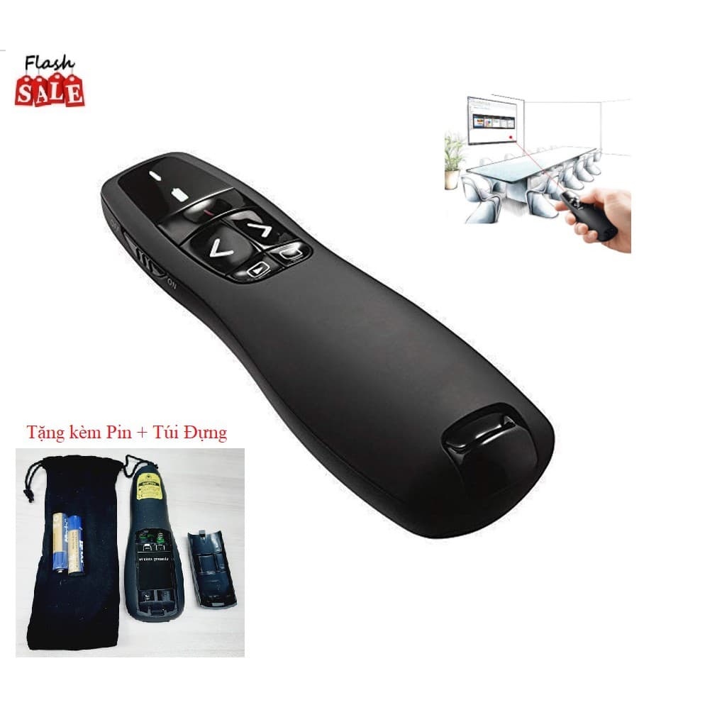 Bút Chỉ Trình Chiếu Slide PowerPoint Laser 2.4G model R400 Bút Chỉ Máy Chiếu Nhạy Độ Bền Cao
