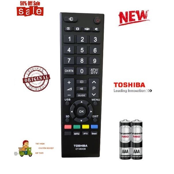 Điều khiển thay thế tương thích cho tivi Toshiba CT 90436 Hàng mới XỊN 100% Tặng kèm Pin!!!