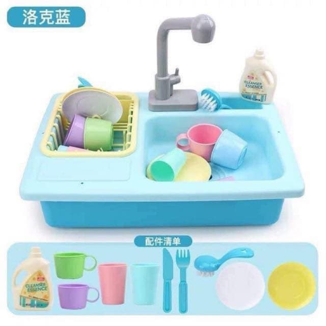 Đồ chơi máy rửa bát đĩa chén chạy pin có máy bơm nước tặng kèm pin