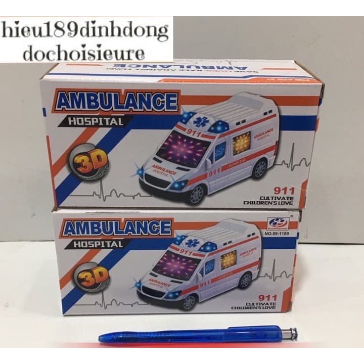 Xe cấp cứu có nhạc có đèn tặng kèm pin (ảnh thật)