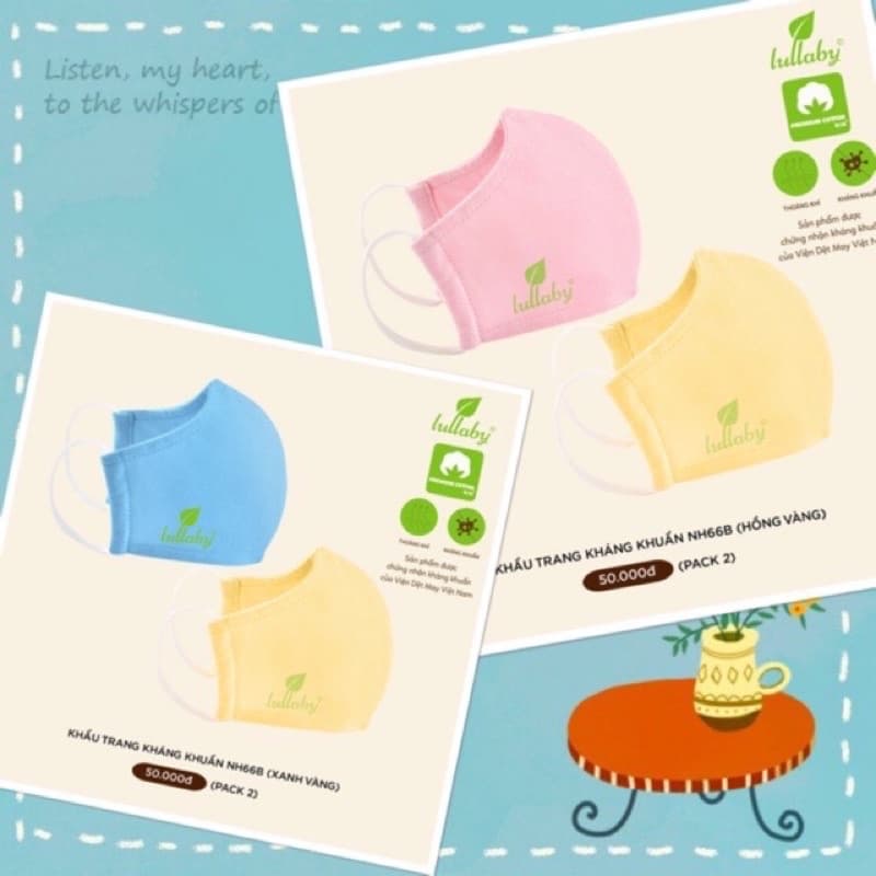 Set 2 chiếc Khẩu trang vải kháng khuẩn cho bé trai bé gái