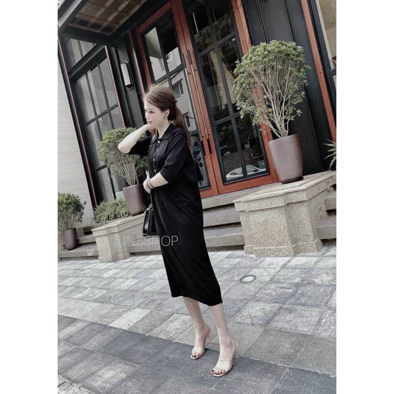 Váy len suông Aidenshop Váy bầu thời trang mịn hàng thu tay lỡ