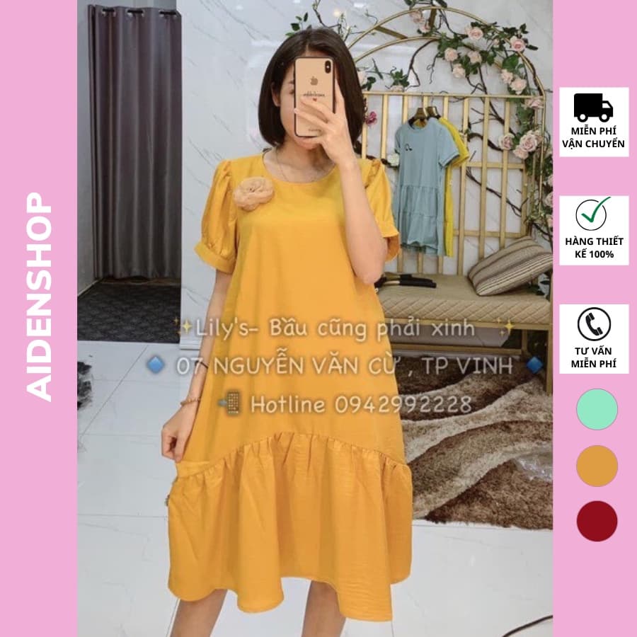 Váy bầu công sở suông Aidenshop đầm bầu thời trang thiết kế