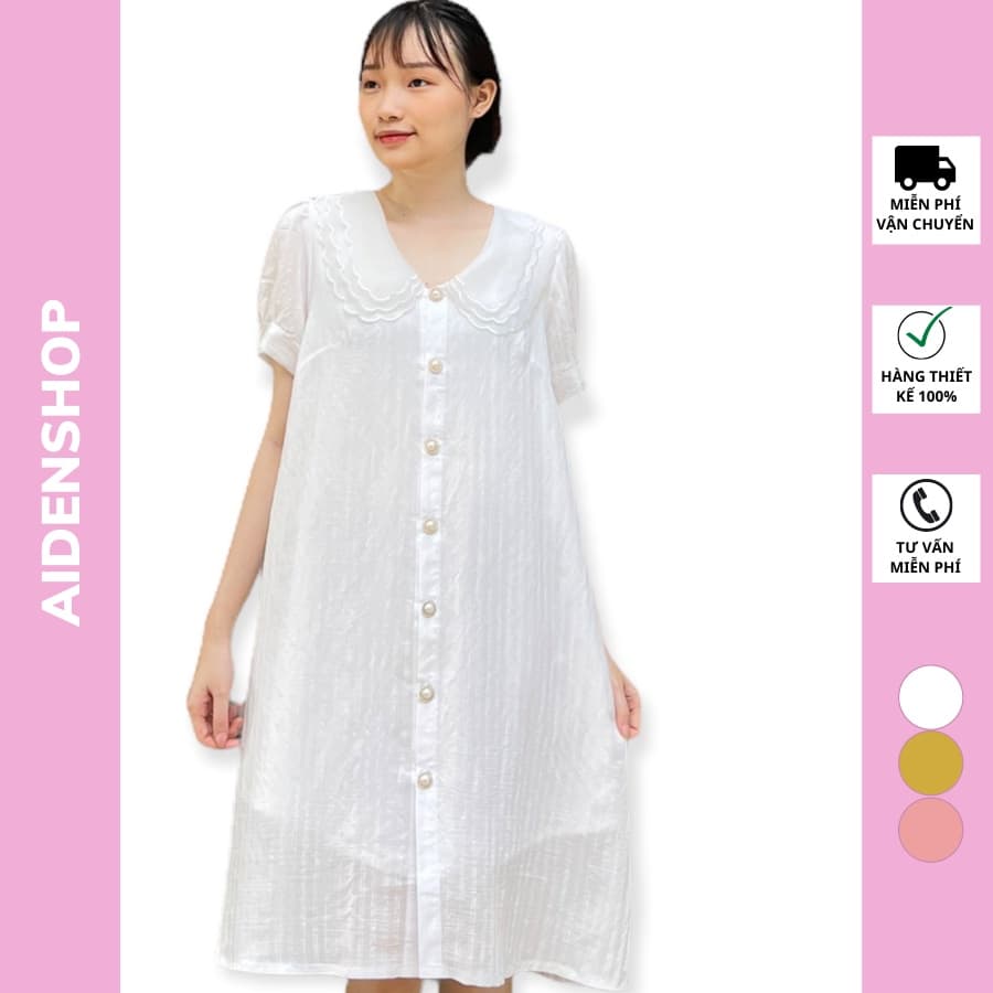 Váy bầu đẹp thời trang Aidenshop công sở mặc sau sinh chất lụa hàn 2 lớp