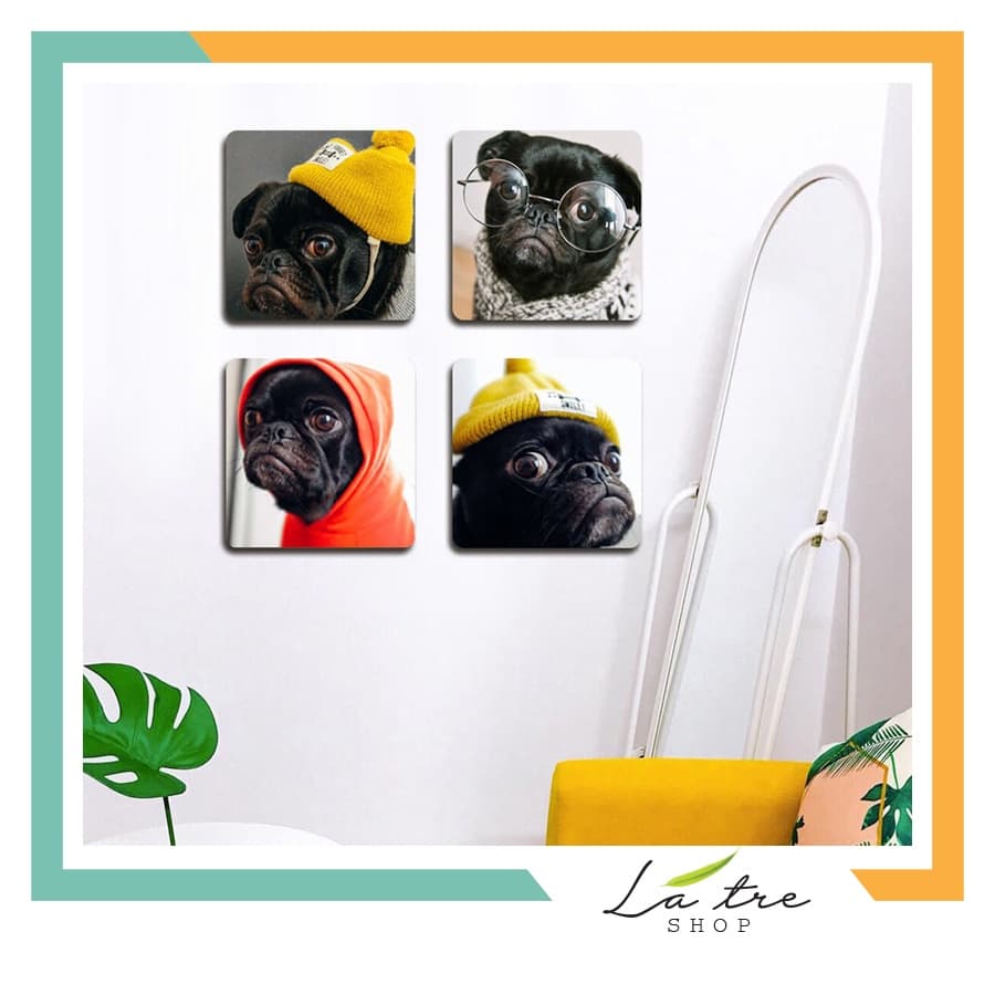 Tranh dán tường 3d decor treo tường Cún mặt ngáo