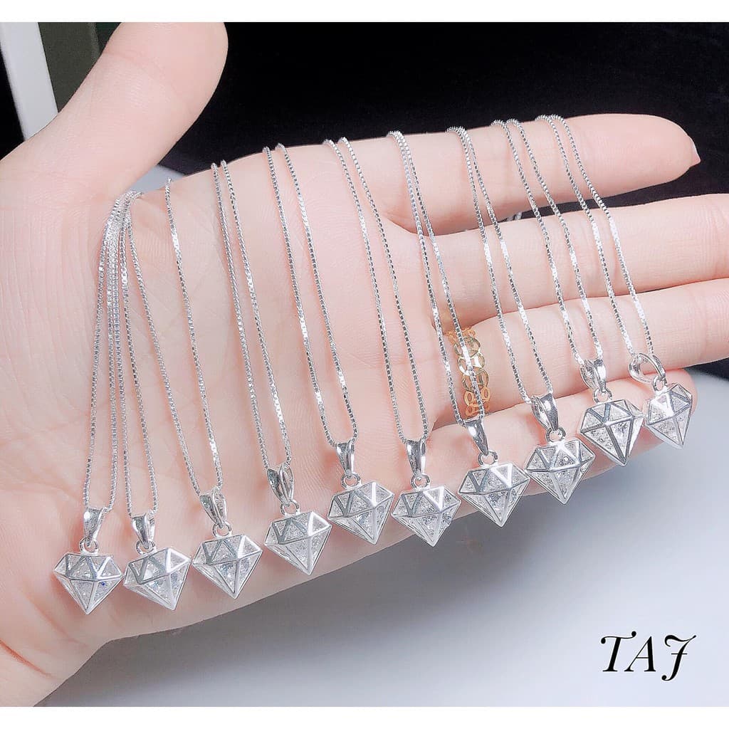 Dây chuyền mặt kim cương bạc ta cho nữ giá ctv