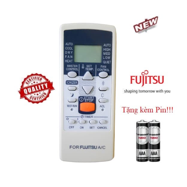 Điều khiển thay thế tương thích cho điều hòa Fujitsu 4 các dòng ASAA ASAG 9000BTU 12000BTU 18000BTU Tặng Pin