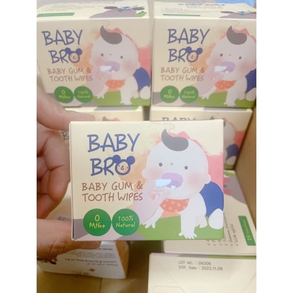 {Nhùn nhùn}Gạc rơ lưỡi vệ sinh răng miệng Baby Bro 1 chiếc 25 chiếc(date mới)