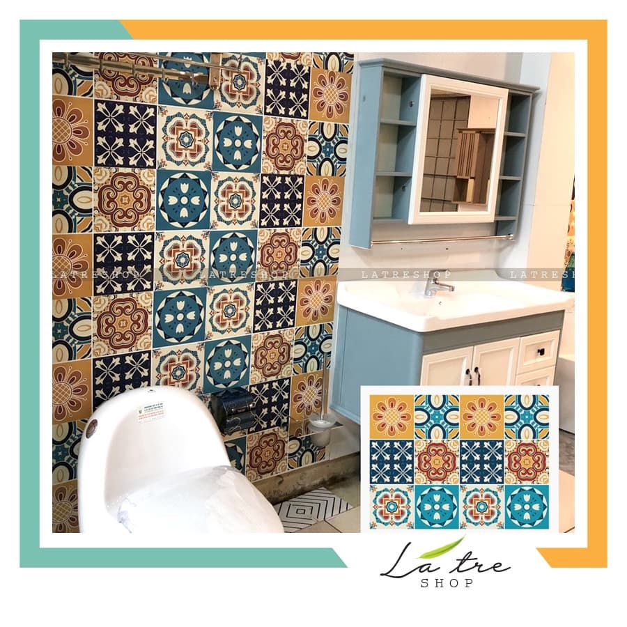 Đề can gạch bông dán bếp tường dán nhà tắm decor chịu nhiệt dễ lau chùi đề can loại 1 Spain 0002