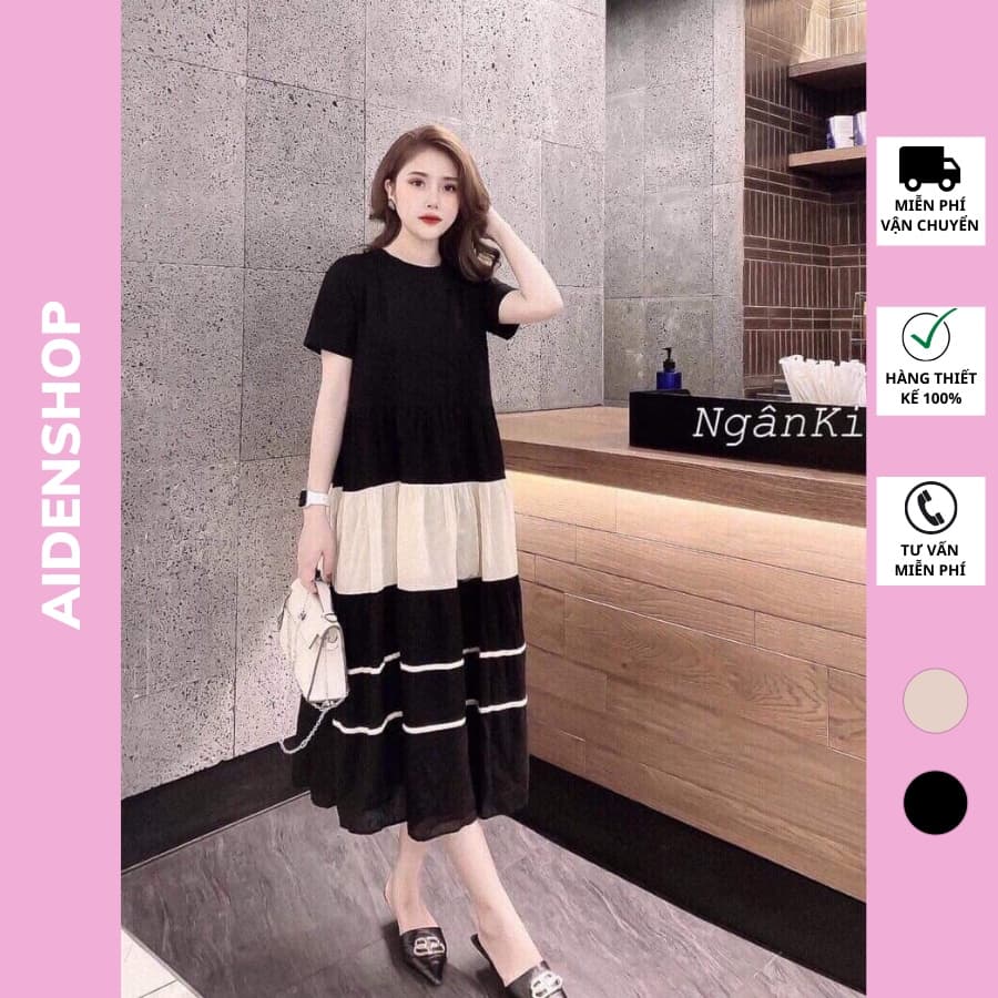 Đầm bầu dáng dài xinh Váy bầu suông dài chất cotton pha đũi mát Váy bầu mùa hè