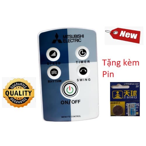 Điều khiển thay thế cho quạt Miítubishi vuông bé các dòng quạt LV16 W16 R16 R30 LV16S (Tặng Pin kèm theo) Hàng tốt