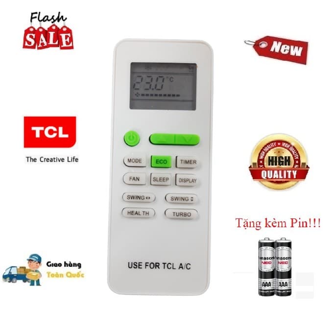 Remote Điều khiển điều hòa máy lạnh TCL xanh 1&2 chiều Inverter Hàng tốt mới 100% Tặng kèm Pin
