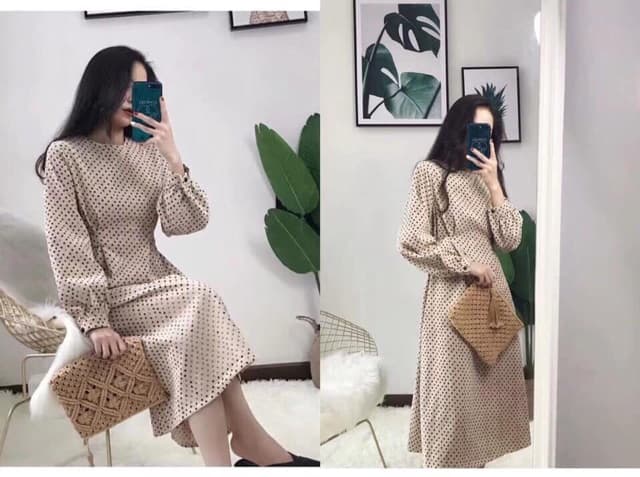 Váy bầu xinh thu đông Aidenshop đầm bầu thời trang nhung 45 70kg