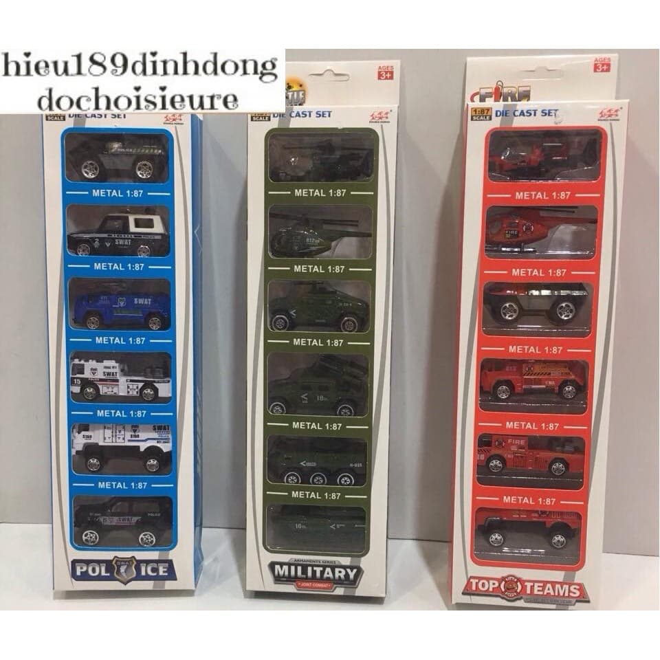Bộ 6 xe sắt chủ đề cảnh sát loại đẹp chủ đề cảnh sắt hoặc cứu hỏa (ảnh thật) (Khách chat chọn mẫu)