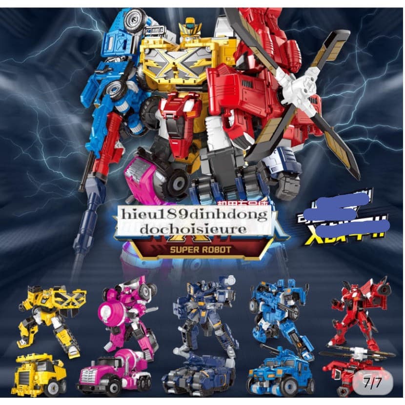 Lắp ráp ghép hình robot transformers siêu nhân thú vương đội bảo vệ vũ trụ 5in1
