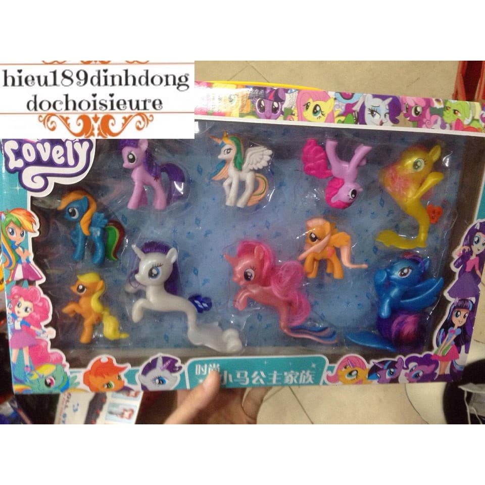 Hộp 10 ngựa pony có pony dạng đuôi tiên cá (ảnh thật)