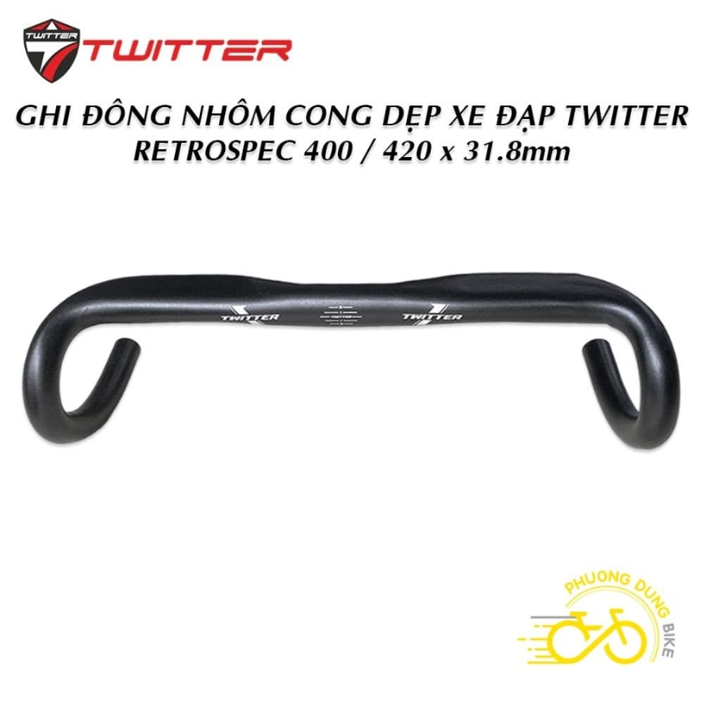 Ghi đông cong dẹp xe đạp road nhôm TWITTER RETROSPEC 400 420 x 31.8mm