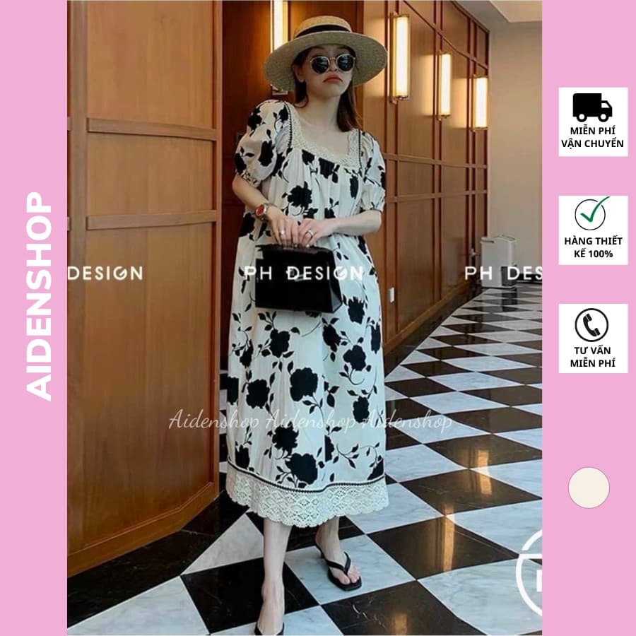 Váy bầu thời trang suông Aidenshop Đầm bầu thiết kế dự tiệc màu trắng