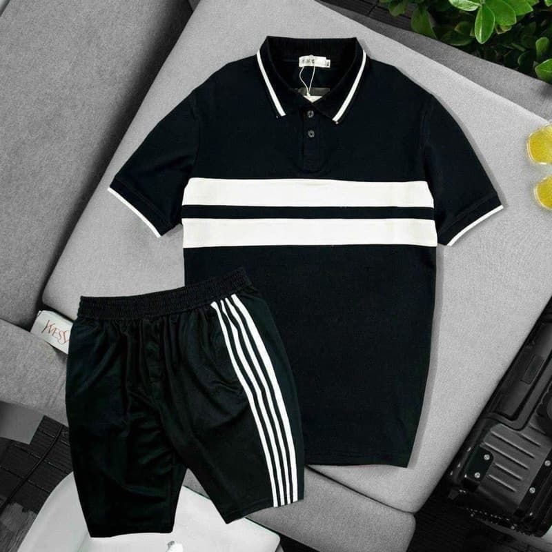 Bộ nam Bộ quần áo polo nam chất vải mềm mịn co giãn thoáng mát bộ quần áo thể thao nam
