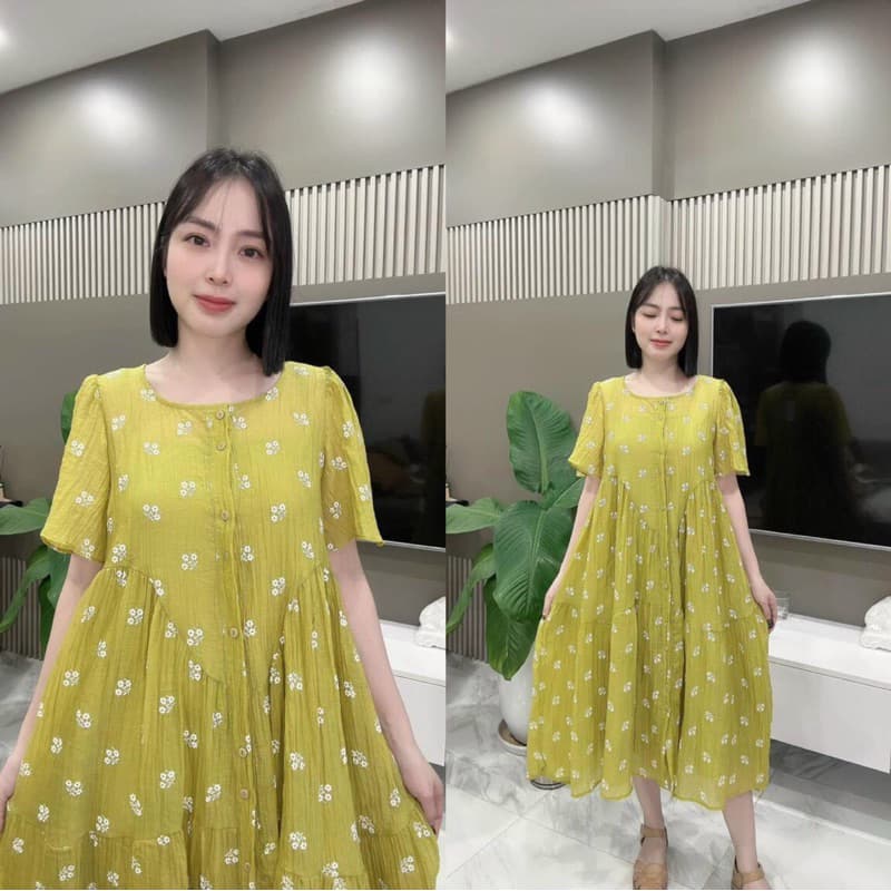Váy bầu đẹp dáng suông Aidenshop Đầm bầu thời trang mùa hè chất lụa