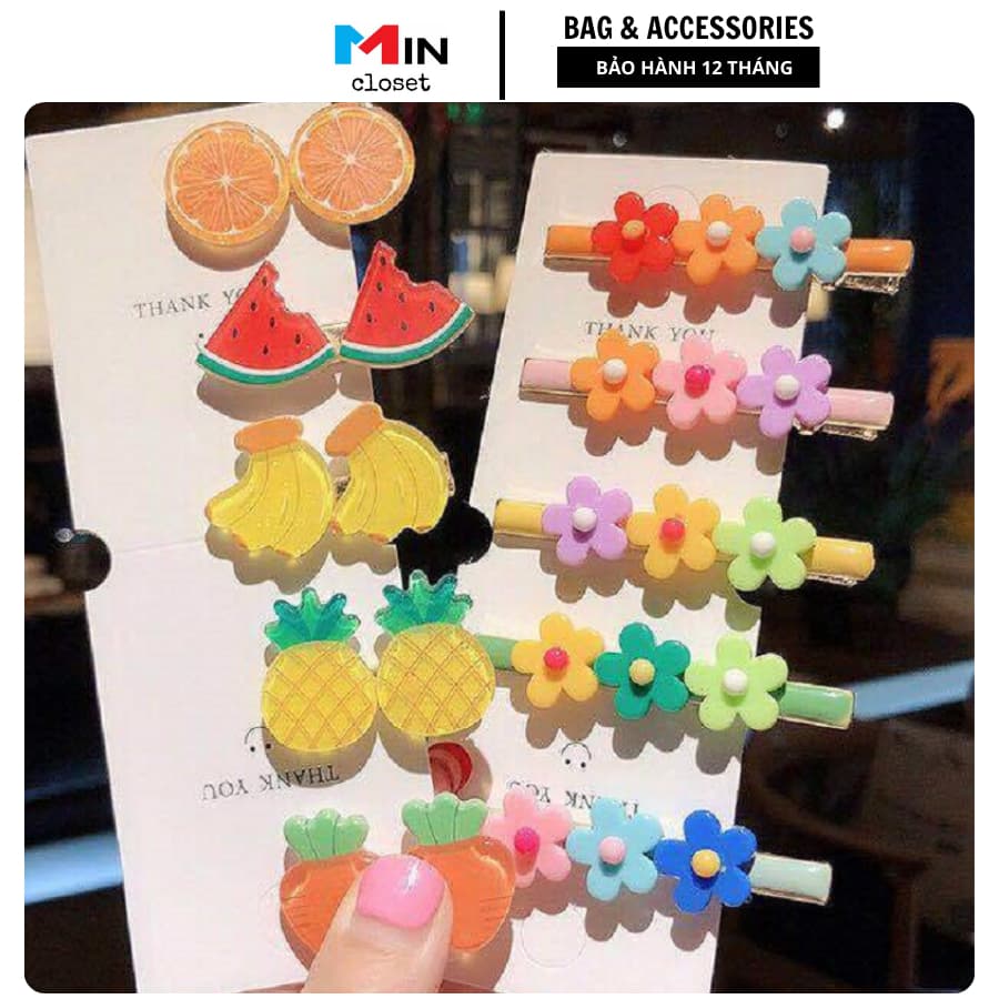 Set 2 Kẹp Tóc Kẹp Tóc Hoa Quả Siêu Dễ Thương Mincloset