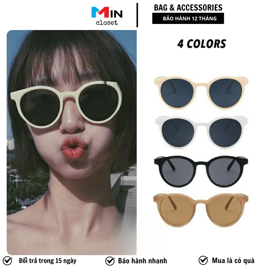Kính Mát Ulzzang Nam Nữ gọng tròn nhiều màu thời trang Siêu Mincloset