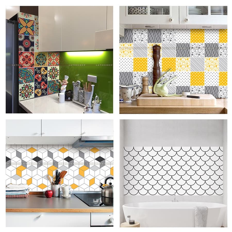 Decal dán kính bếp tường dán nhà tắm decor chịu nhiệt dễ lau chùi đề can loại 1 000