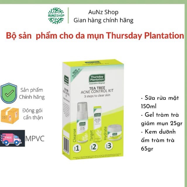 SET SẢN PHẨM THURSDAY PLANTATION TEA TREE CLEAR SKIN AND ACNE CONTROL PACK
