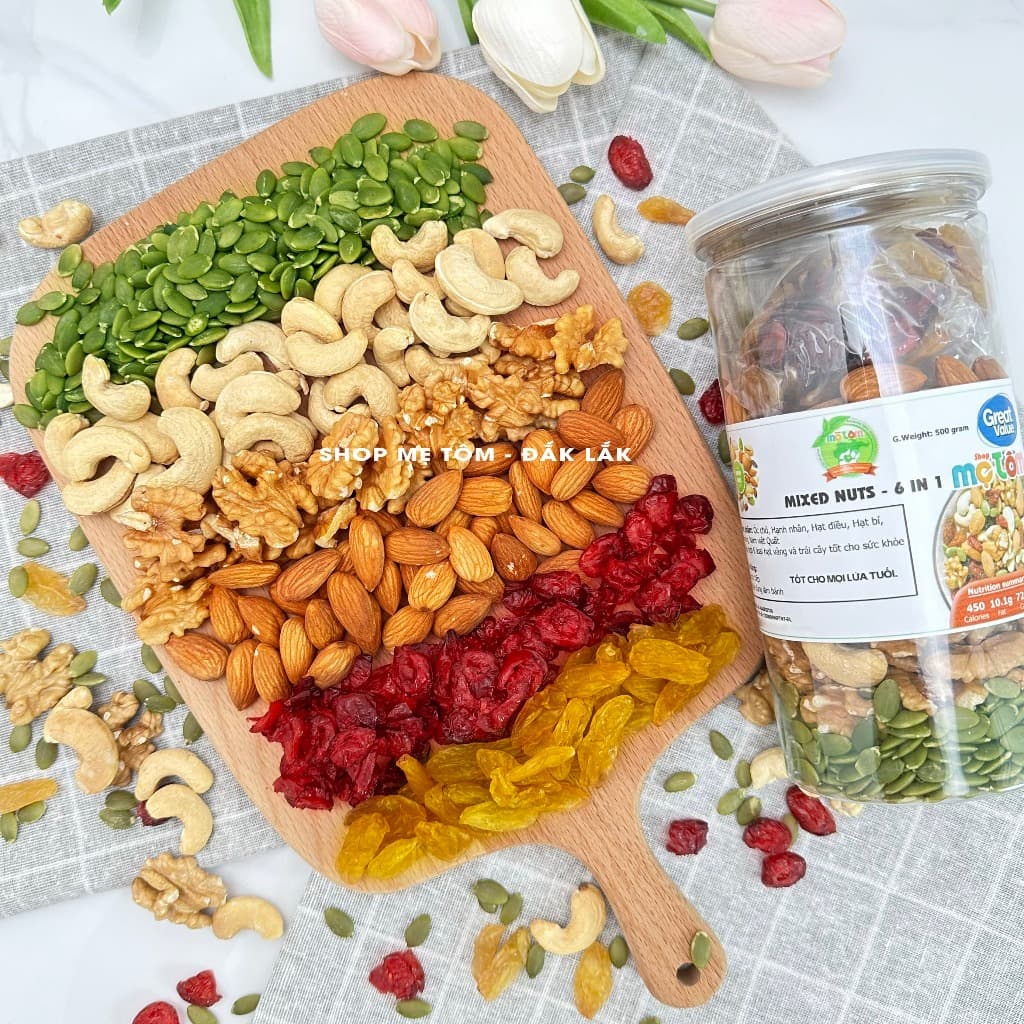 MIX HẠT VÀ TRÁI CÂY SẤY NGUYÊN VỊ 500GR (MIX NUTS) (CÓ XUẤT HÓA ĐƠN CÔNG TY)