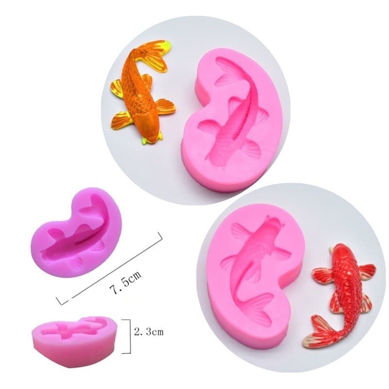 Khuôn silicon cá chép mã CK cá koi cá làm thạch rau câu 4d và 3d