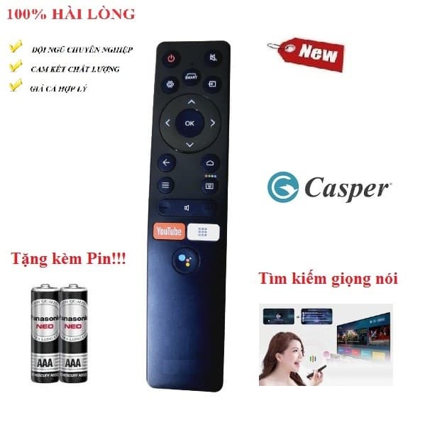Remote Điều khiển thay thế tương thích cho TV Casper CONG giọng nói Hàng mới 100% Tặng Pin_MẪU 1