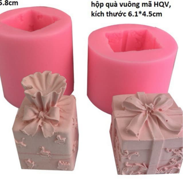 khuôn silicon hình hộp quà làm bánh nến thơm