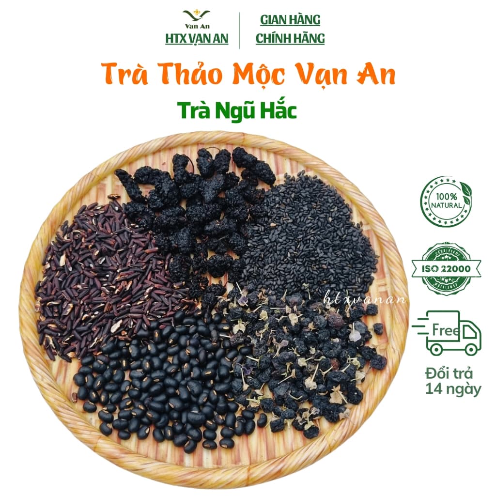 Trà ngũ hắc Giúp làm đen tóc mọc tóc đẹp da đẹp dáng Trà Thảo Mộc Vạn An