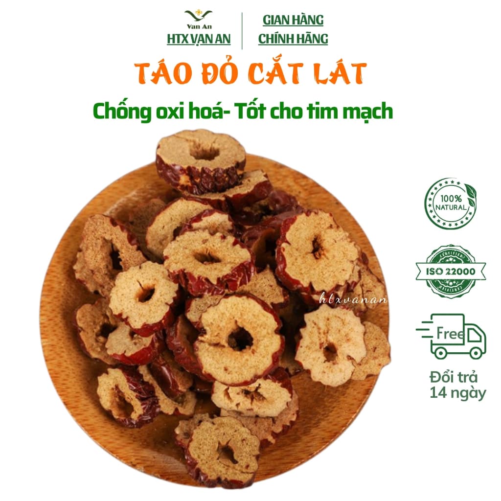 500G Táo đỏ cắt lát táo khoanh bổ dưỡng HTX Vạn An táo đỏ Tân Cương hữu cơ sấy khô pha trà thảo mộc