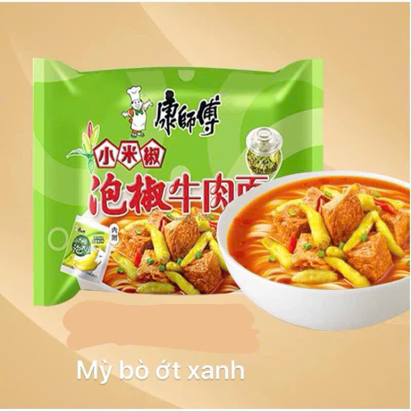 Combo 5 Gói Mỳ tôm Sư Phụ Khang Bò Ngũ vị màu xanh (1 gói 105gr)