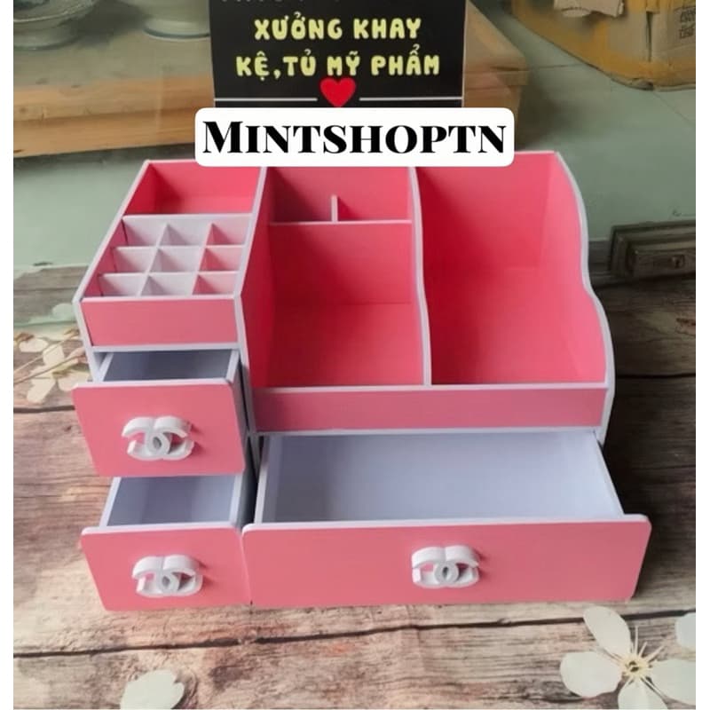 kệ tủ đựng mĩ phẩm max 35cm hồng phấn mới