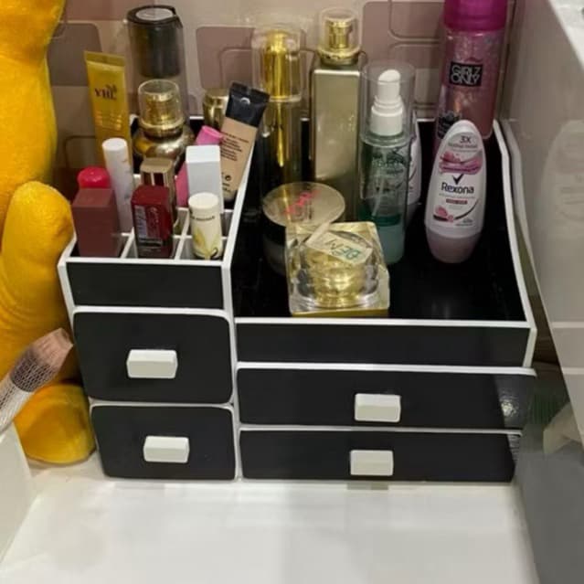 Kệ mỹ phẩm 3 tầng 4 hộc đen