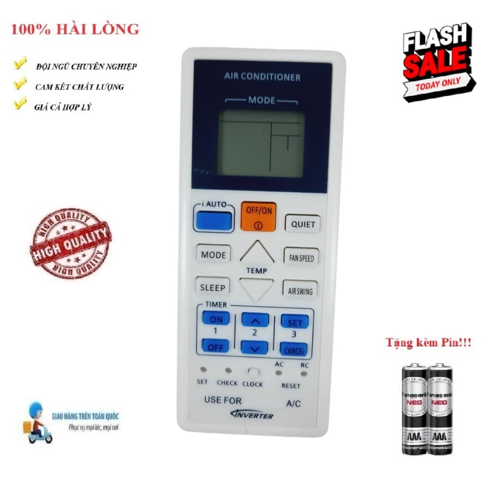 Remote Điều khiển điều hòa Pa_na_so_nic 13 LOẠI 1 & 2 chiều Inverter Hàng loại tốt mới 100% Tặng Pin