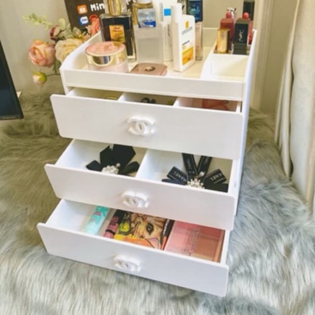 Kệ đựng mỹ phẩm 4 tầng trắng 30cm tủ đựng mỹ phẩm đựng đồ trang điểm và đựng đồ makeup tiện dụng