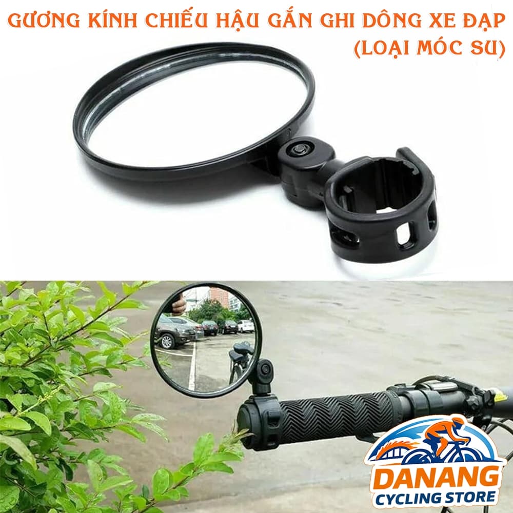 Gương Kính Chiếu Hậu Xe Đạp Gắn Ghi Đông Móc Cao Su An Toàn Khi Lái (1 Cái)