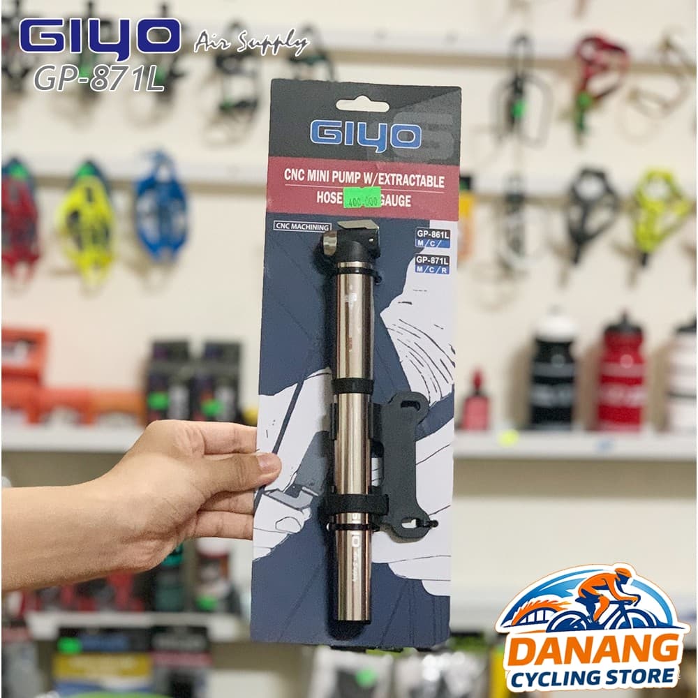 Bơm Mini Cao Cấp Xe Đạp GIYO GP 871L Có Đồng Hồ Áp Suất