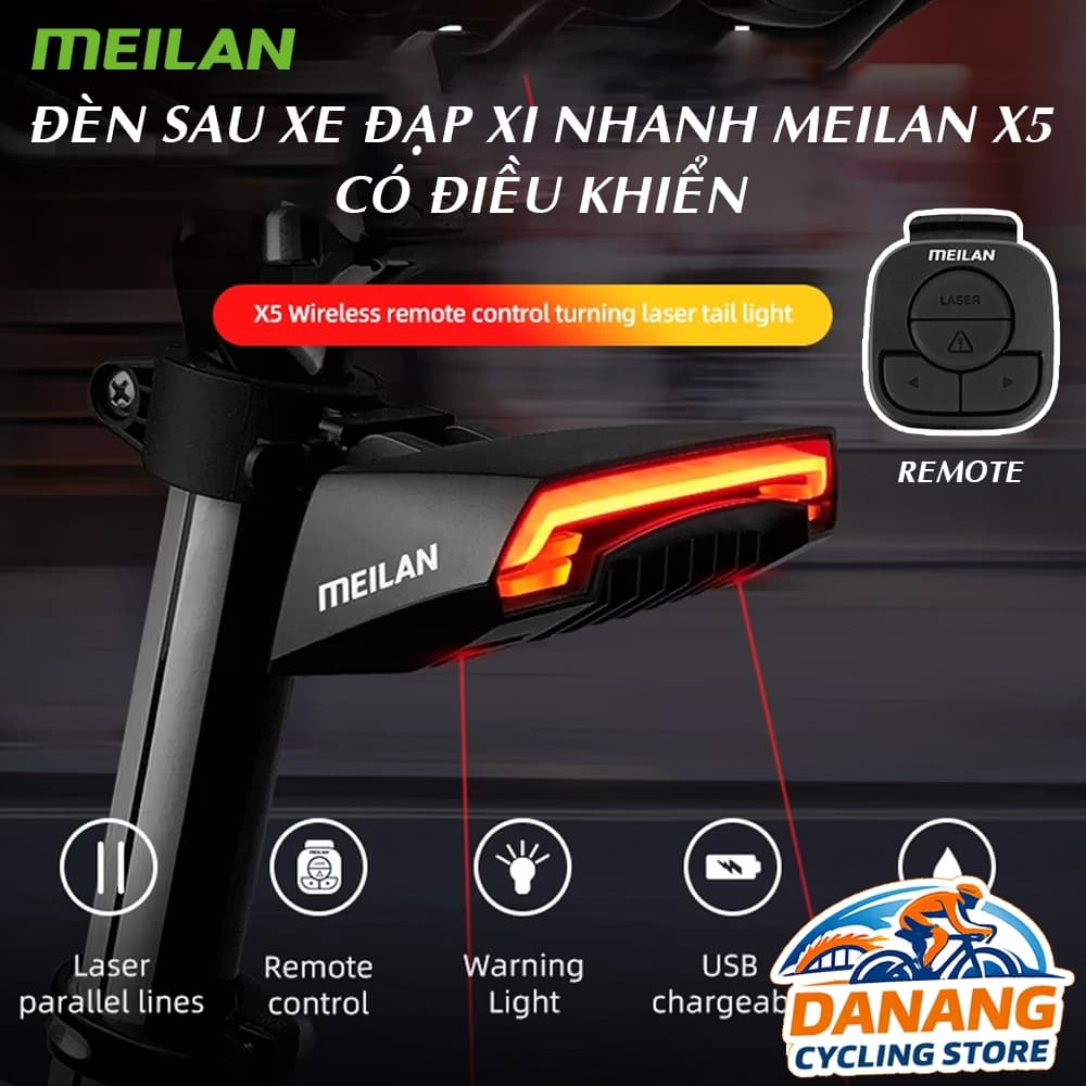 Đèn Hậu Xi Nhan Xe Đạp MEILAN X5 Cao Cấp Có Remote