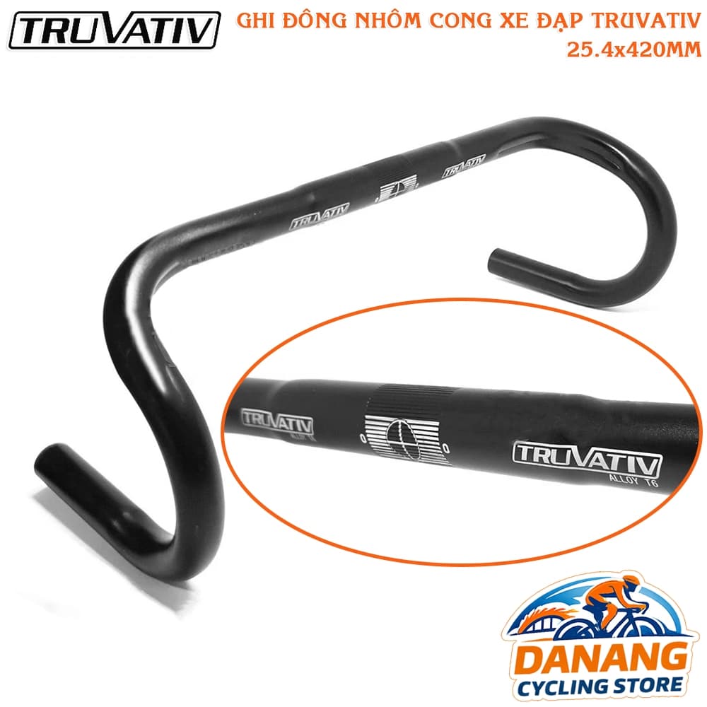 Ghi Đông Cong Xe Đạp Nhôm TRUVATIV 25.4 x 420mm Màu Đen